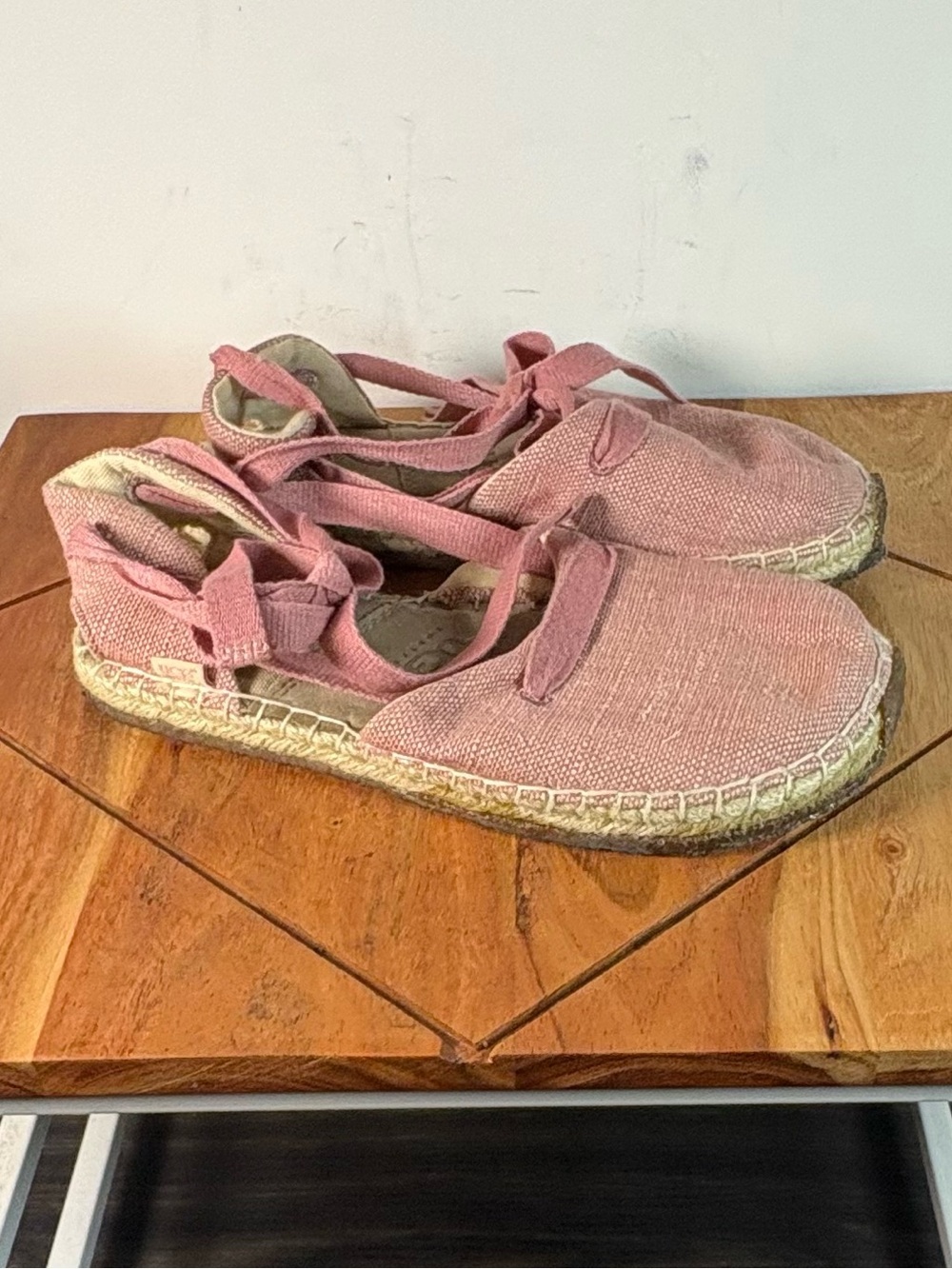 UGG Australia Pink Canvas Espadrille Tie-Up Flats Size 2